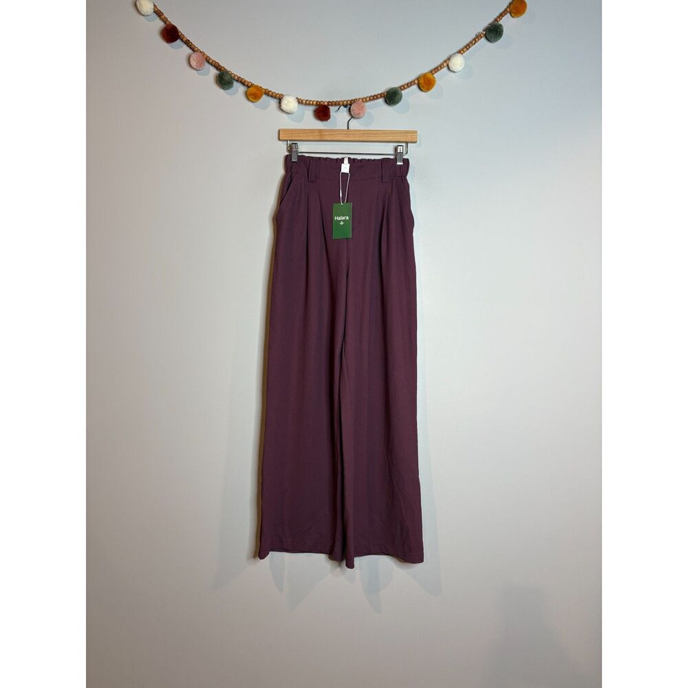 NWT Halara burgundy waffle wide leg trouser pants